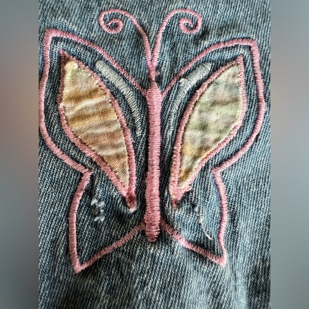 Lee Ms. Lee vintage pull on draw‎ string capri Jeans. Butterfly design size L - Picture 9 of 11